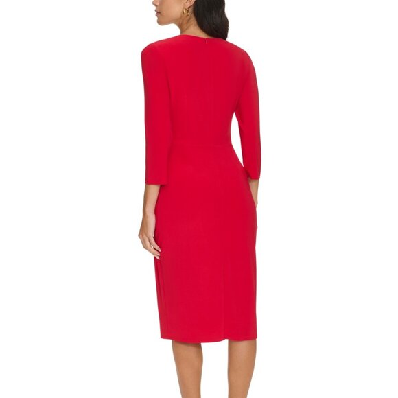 Jessica Howard Women's Ruched Ruffled Sheath Dress – Red | Size 16 | NWT - Picture 4 of 4